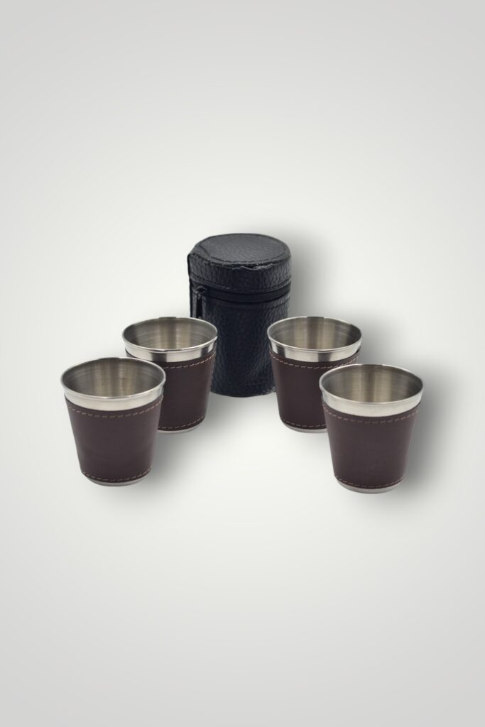 PAHARE METAL IMBRACATE IN PIELE