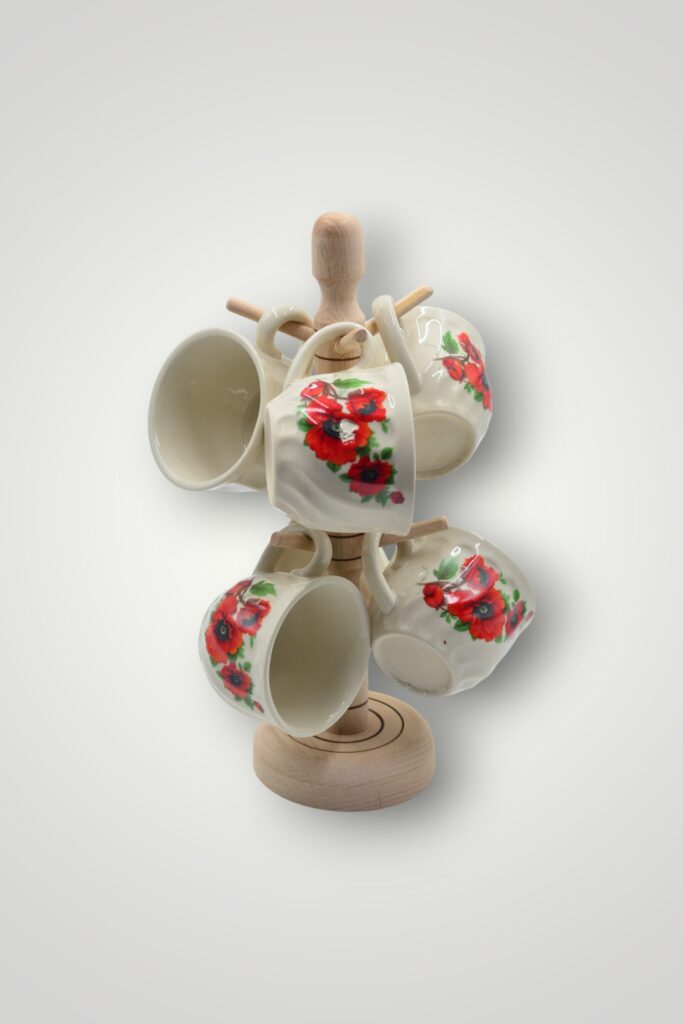SET CESTI CU SUPORT LEMN - FLORI