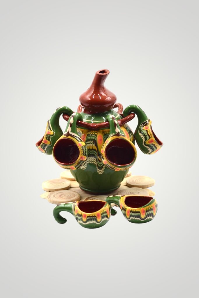 SET CERAMICA PENTRU TUICA, ULCIOR + 6 CESTI, VERDE