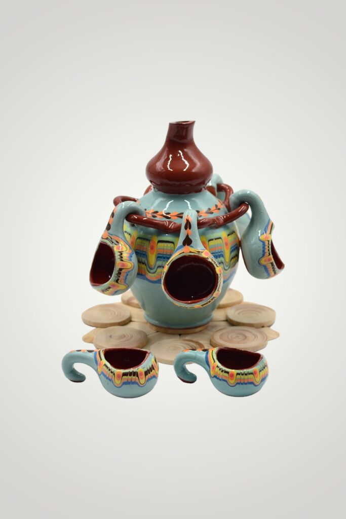 SET CERAMICA PENTRU TUICA, ULCIOR + 6 CESTI, ALBASTRU