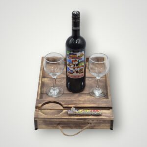 TAVA LEMN CU VIN + 2 PAHARE + MAGNET TRANSILVANIA