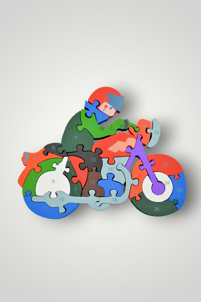 PUZZLE LEMN COLORAT - MOTOCICLIST