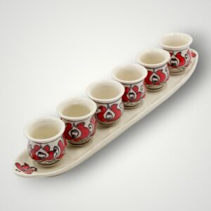 SET 6 CESTI CU TAVA CERAMICA - ROSU